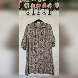 Lili & Lala Snake Print Sheer Button Up Tunic/Dress